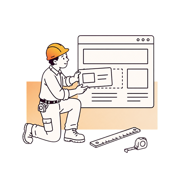Illustration of a construction website design draft