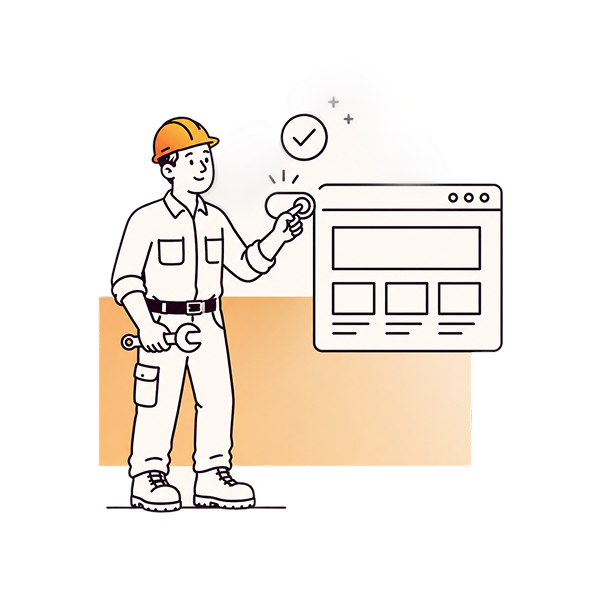 Illustration of a construction website going live